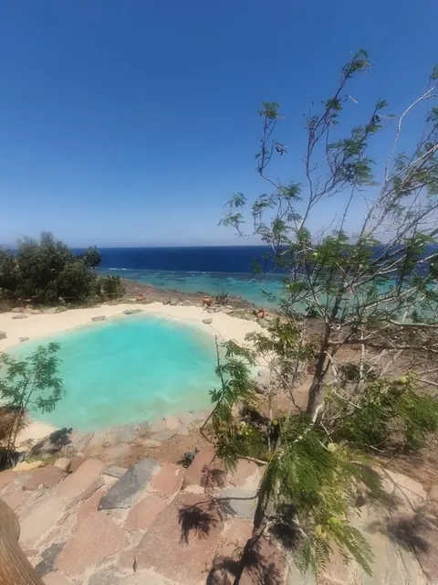 A turquoise pool above the Red Sea reef on the Sinai coast